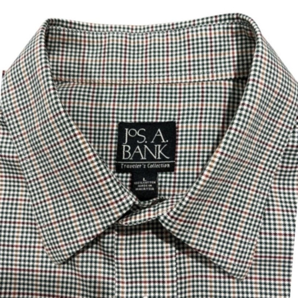 Jos. A. Bank Shirt Men's L Traveler's Collection Cotton Check Button Down Shirt